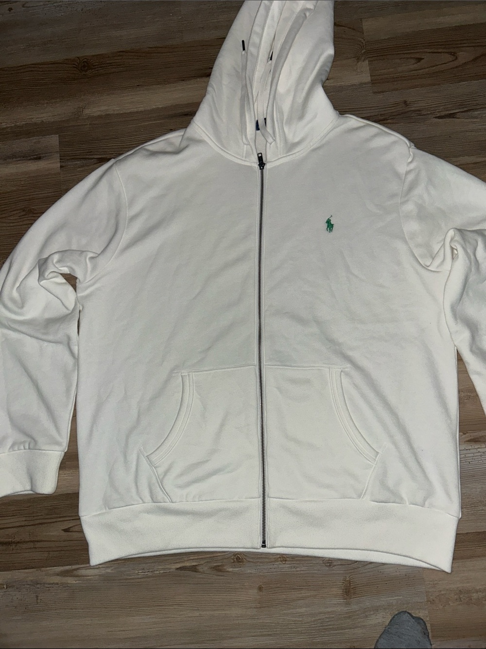 Polo by Ralph Lauren Cream Full-Zip Hoodie with Green Pony